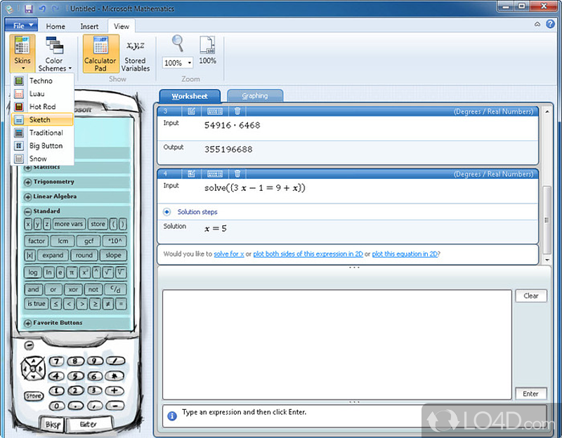 microsoft mathematics graphing calculator