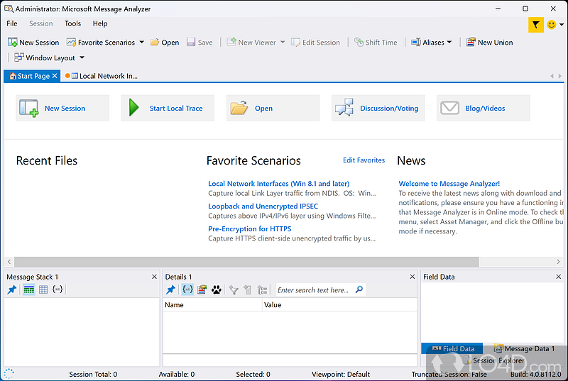 Comes with an appealing and user-friendly interface - Screenshot of Microsoft Message Analyzer