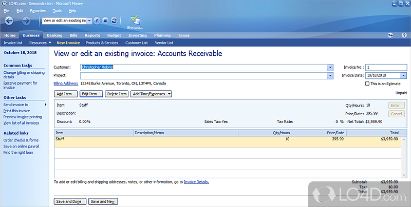 Set up alerts for upcoming bills - Screenshot of Microsoft Money