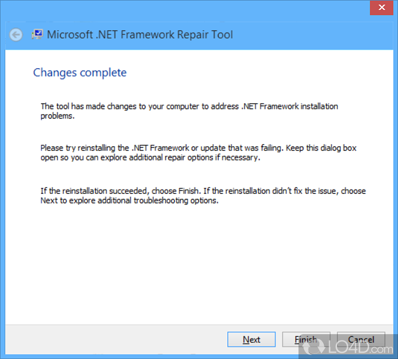 A few simple steps to follow - Screenshot of Microsoft .NET Framework Repair Tool