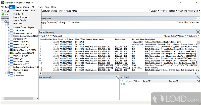 Numerous filtering options and advanced capture settings - Screenshot of Microsoft Network Monitor