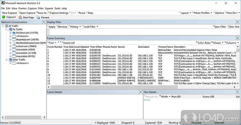 Will make it possible for all users to analyze the network data it acquires by capturing packets sent - Screenshot of Microsoft Network Monitor