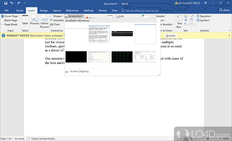 Purposes of all enclosed tools - Screenshot of Microsoft Office 2016