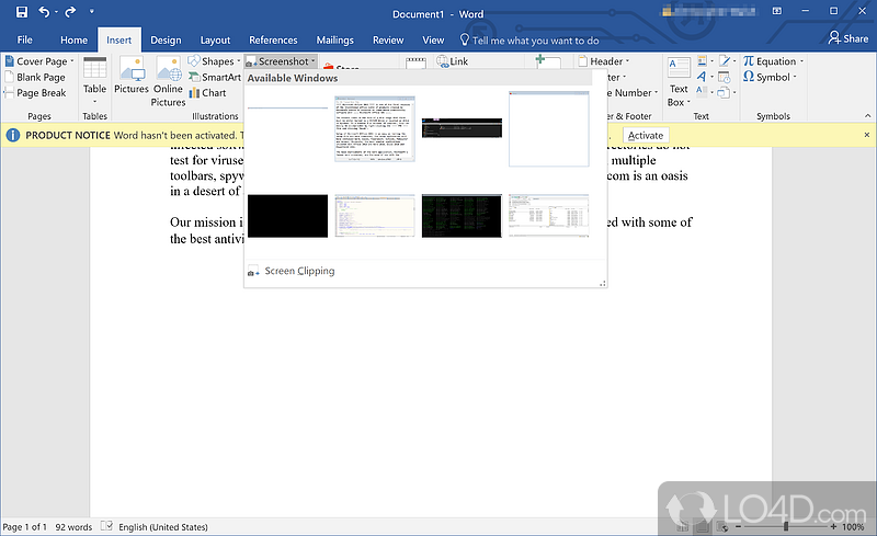 Powerful text editing - Screenshot of Microsoft Office 2016