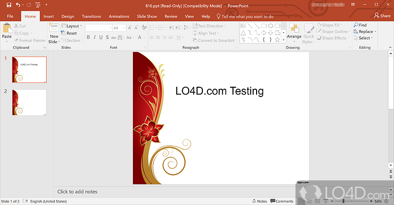 Microsoft PowerPoint - Screenshot of Microsoft Office 2016