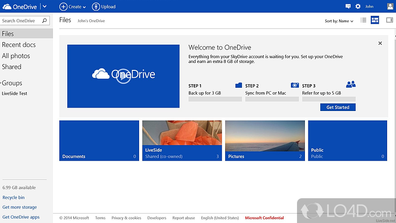 Runs as an interface between you and the OneDrive storage system, enabling you to keep important files with you anywhere - Screenshot of Microsoft OneDrive