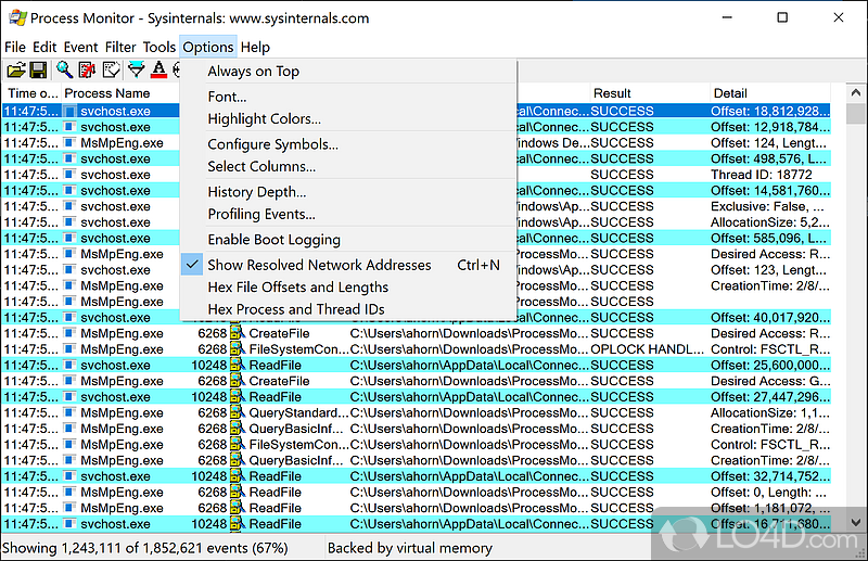 sysinternals process monitor reparse