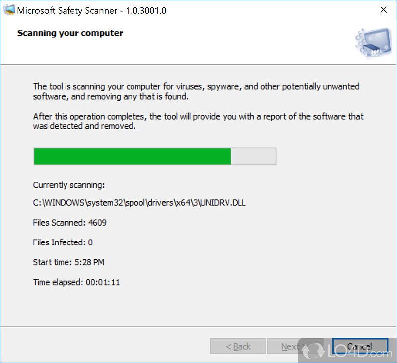 A Free Limited-Time Virus Scanner - Screenshot of Microsoft Safety Scanner