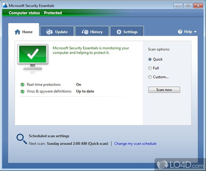 Official, antivirus solution from Microsoft for Windows - Screenshot of Microsoft Security Essentials