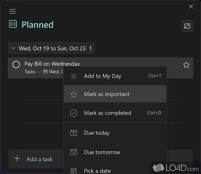 Microsoft To-Do is an easy-to-use, simple, and free Windows application to schedule, manage, and coordinate tasks - Screenshot of Microsoft To Do