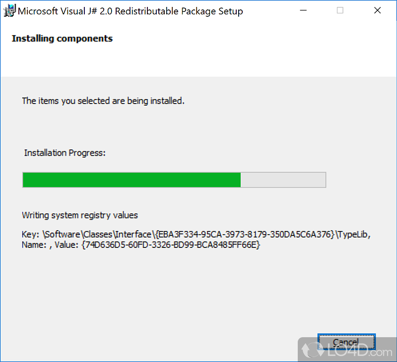 Microsoft Visual J# Redistributable Package: User interface - Screenshot of Microsoft Visual J# Redistributable Package