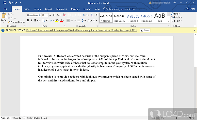 Edit documents and create new ones with ease - Screenshot of Microsoft Word 2016