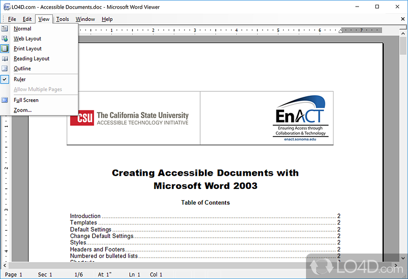 View or print any Microsoft Word document - Screenshot of Microsoft Word Viewer