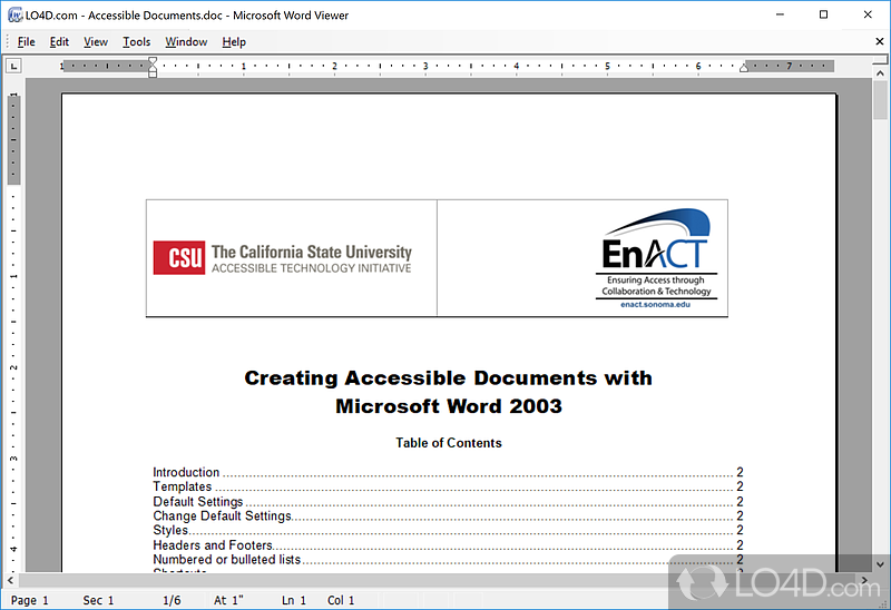 Open Word documents - Screenshot of Microsoft Word Viewer