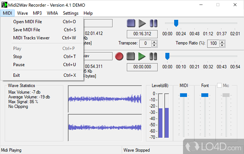 Midi2Wav Recorder screenshot