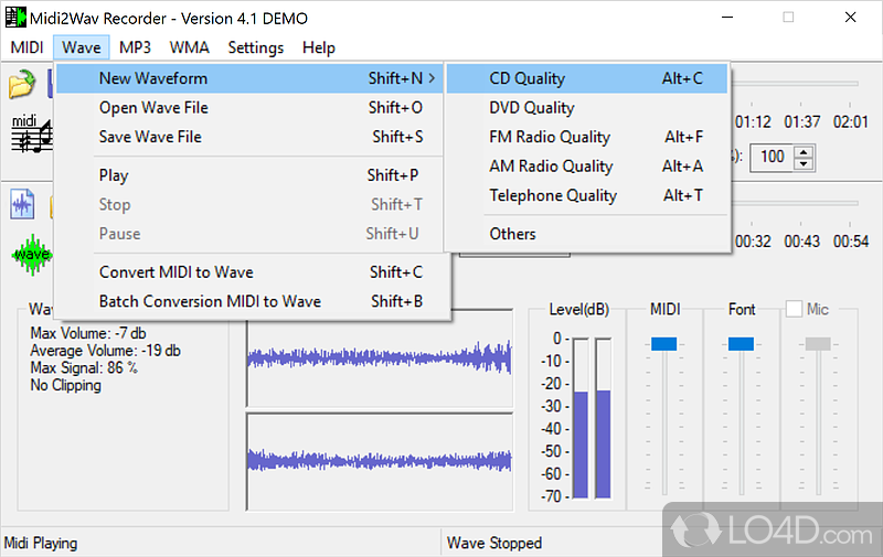 Midi2Wav Recorder screenshot