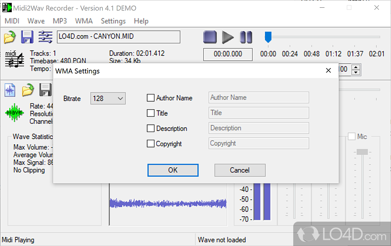 Midi2Wav Recorder screenshot