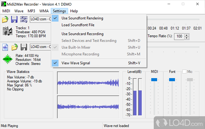 Midi2Wav Recorder screenshot