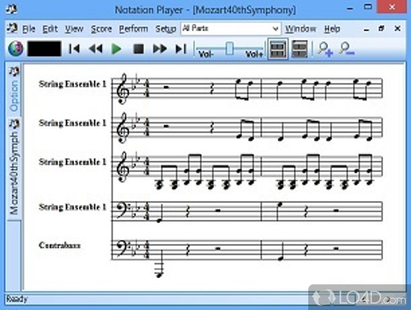 MidiNotate Player: User interface - Screenshot of MidiNotate Player