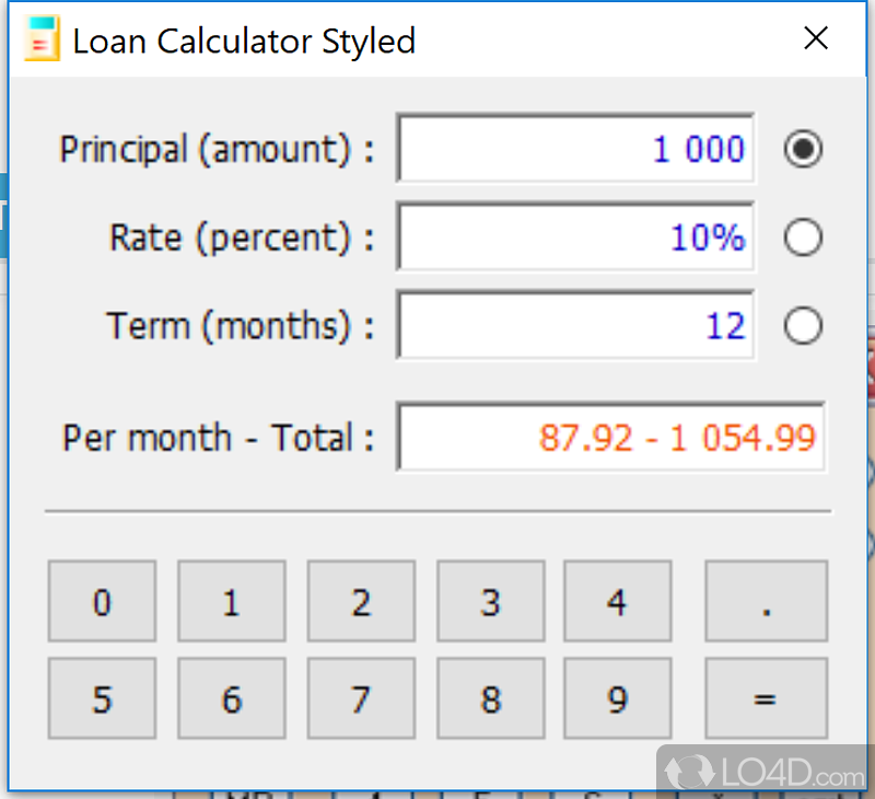 Alternative Windows Calculator with 2 views - Screenshot of Mini Calculator