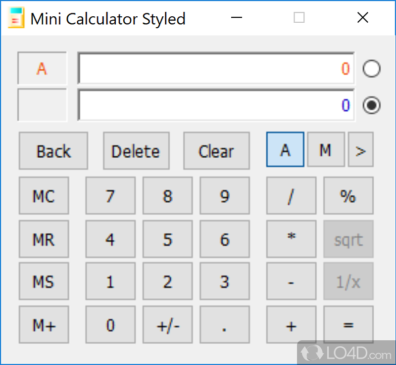 Desktop calculator with for basic mathemtical operations - Screenshot of Mini Calculator