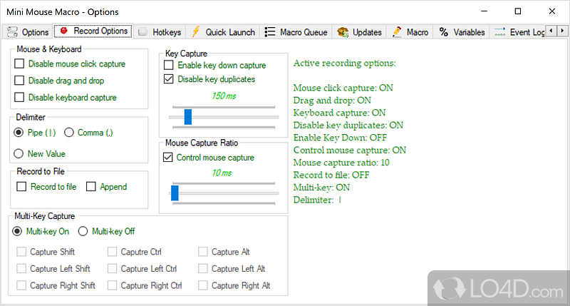 Intuitive user interface - Screenshot of Mini Mouse Macro