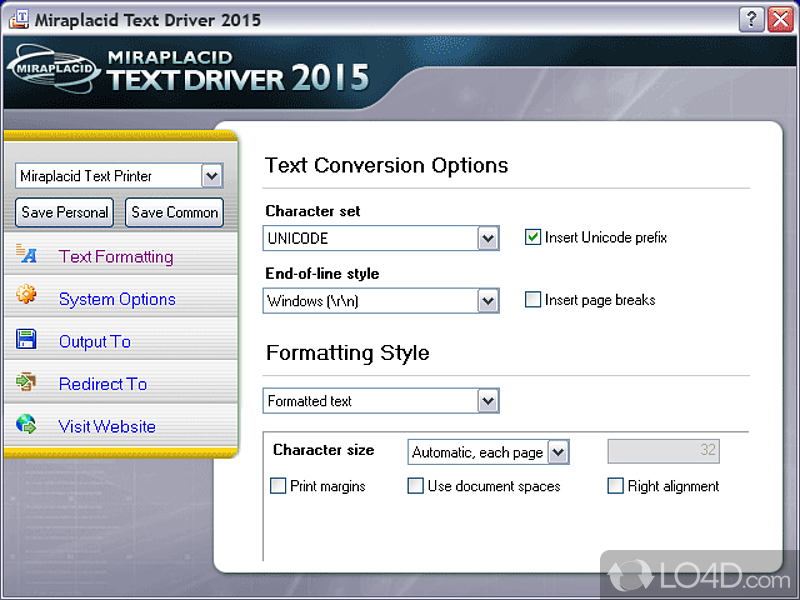 Can help you obtain the text from any document, regardless of its format - Screenshot of Miraplacid Text Driver