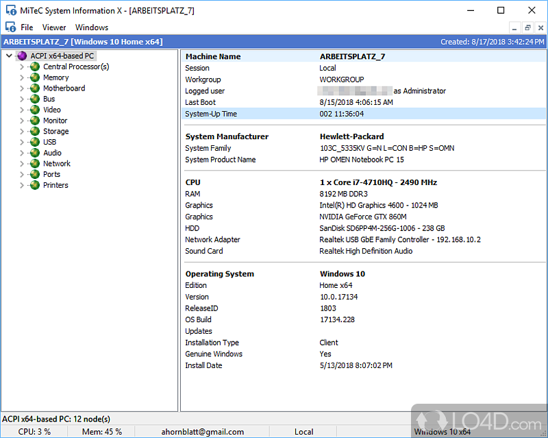 A portable app to analyze your PC’s components - Screenshot of MiTeC System Information X