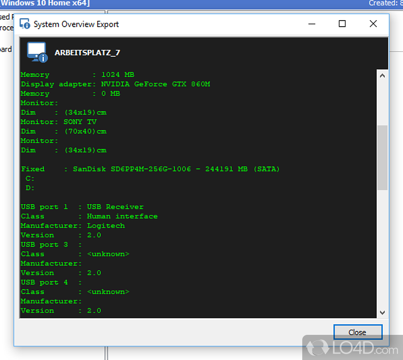 Provides information about a target system - Screenshot of MiTeC System Information X