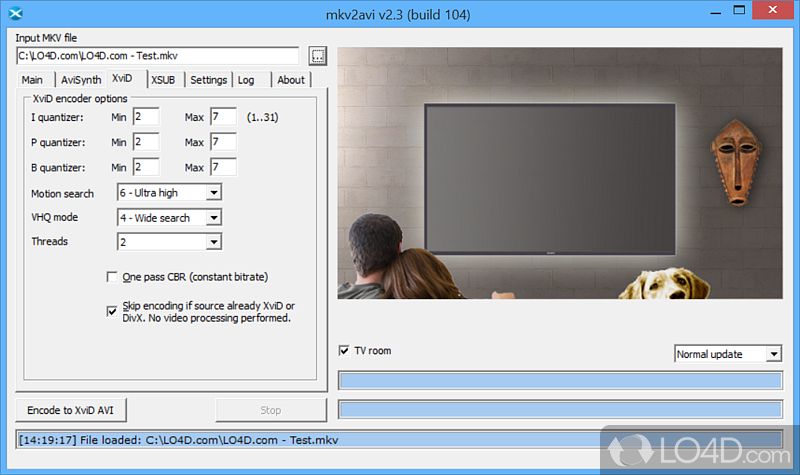 MKV2AVI: User interface - Screenshot of MKV2AVI