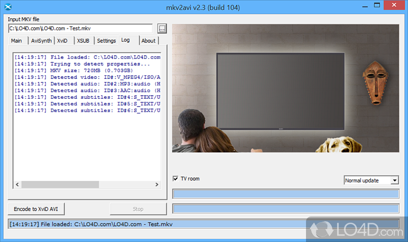 Convert video material from one container / format to another - Screenshot of MKV2AVI