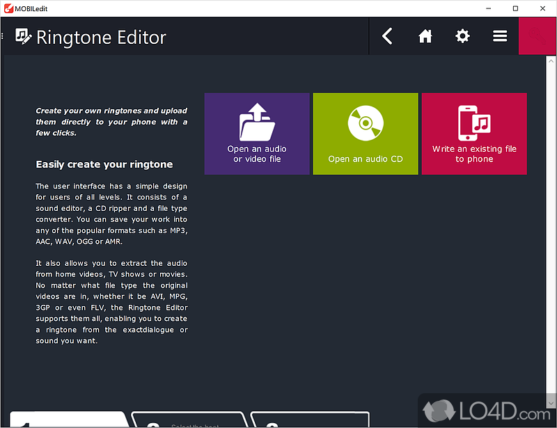 Create custom ringtones for your phone - Screenshot of MOBILedit!