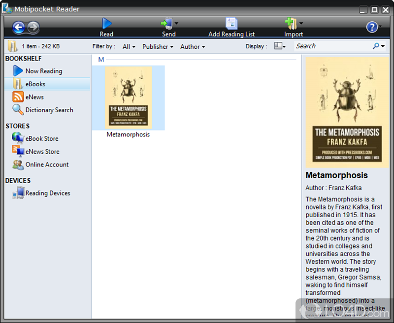 Excellent eBook manager for Windows - Screenshot of Mobipocket Reader