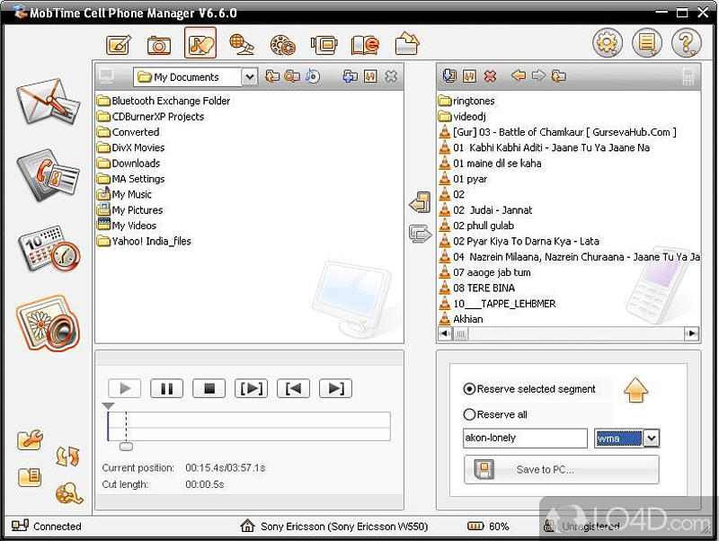Cell Phone Manager: User interface - Screenshot of Cell Phone Manager