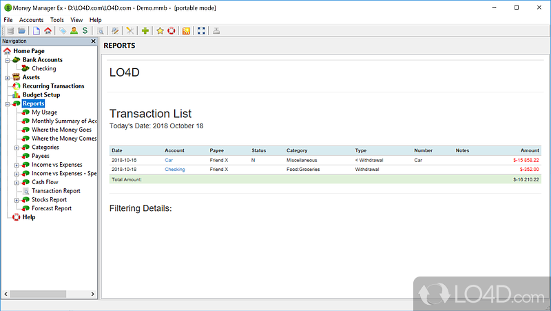 Money Manager Ex Portable screenshot