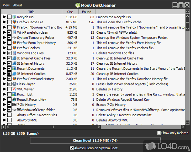 Delete unwanted files - Screenshot of Moo0 Disk Cleaner