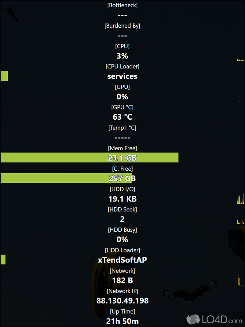 Keep track of system's performance with this software solution that comes with a user interface - Screenshot of Moo0 System Monitor