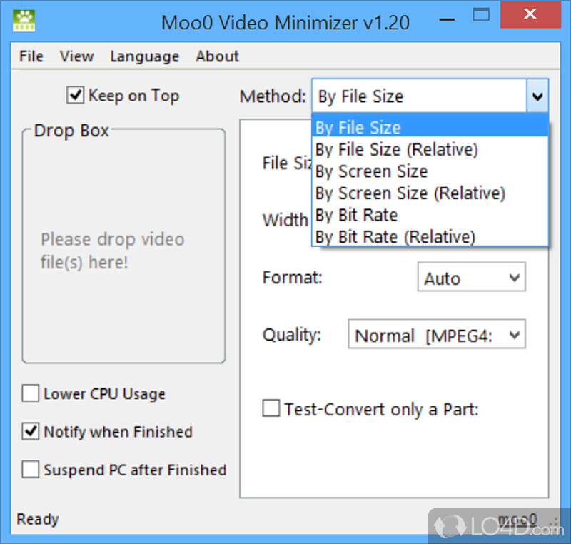 Make video smaller - Screenshot of Moo0 Video Minimizer