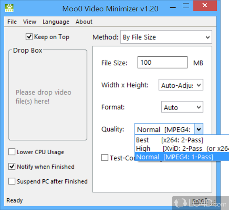 Program to minimize the size of video files - Screenshot of Moo0 Video Minimizer