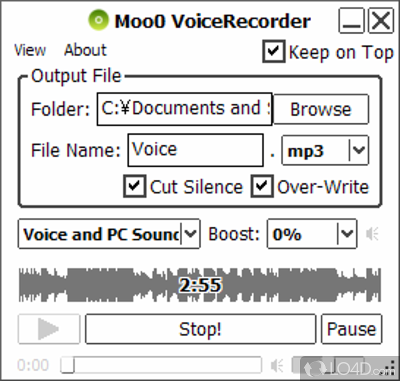 Sound recorder from any source including Skype - Screenshot of Moo0 Voice Recorder