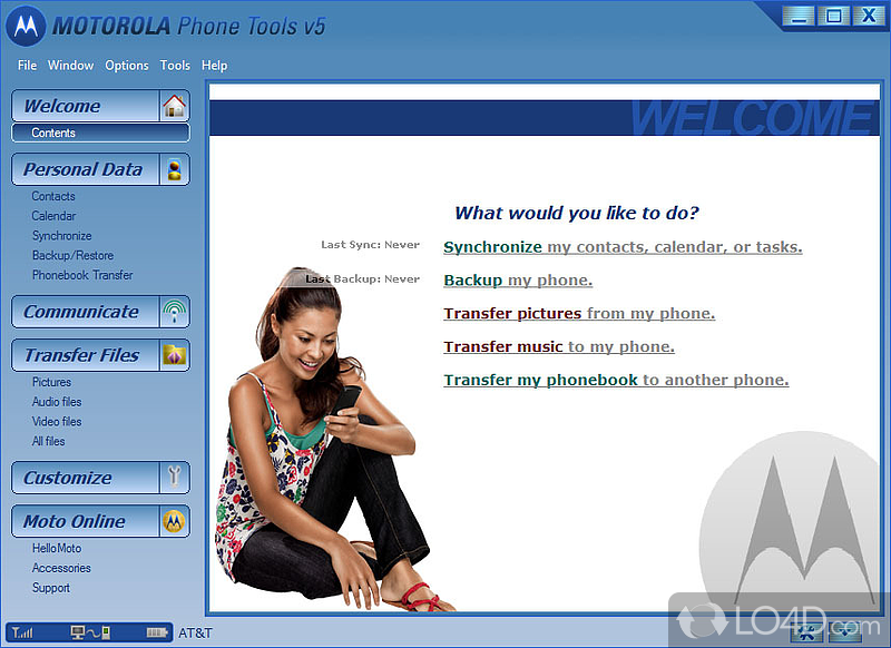 Motorola Mobile Phone Tools: User interface - Screenshot of Motorola Mobile Phone Tools