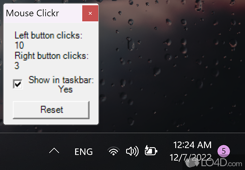 Helps users automatically count their left and right mouse button clicks, quickly and with minimum effort - Screenshot of Mouse Clickr