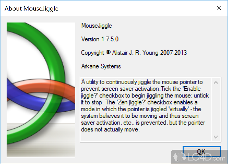 Activate the jiggle function and the app does the rest - Screenshot of Mouse Jiggler