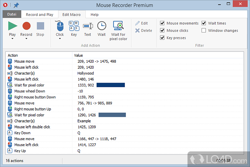 Record the execution of repetitive tasks and automate them, to spare yourself the effort on a regular basis, by using a app - Screenshot of Mouse Recorder Premium