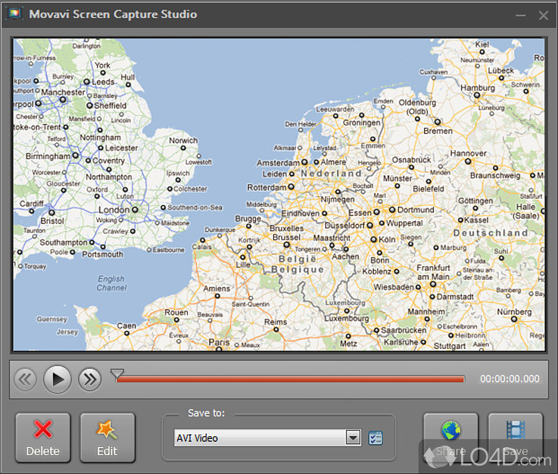 Extensive file type support, online sharing, and video effects - Screenshot of Movavi Screen Recorder
