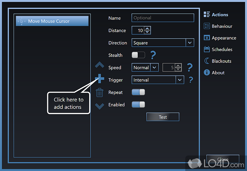 Simulate mouse input at regular intervals - Screenshot of Move Mouse