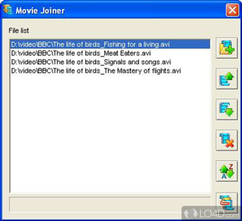 Stitch multiple videos together to create a larger clip with the possibility to include files of different formats - Screenshot of Movie Joiner
