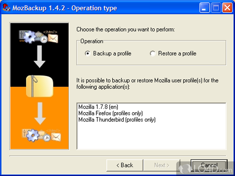 Backup Mozilla profiles easily - Screenshot of MozBackup