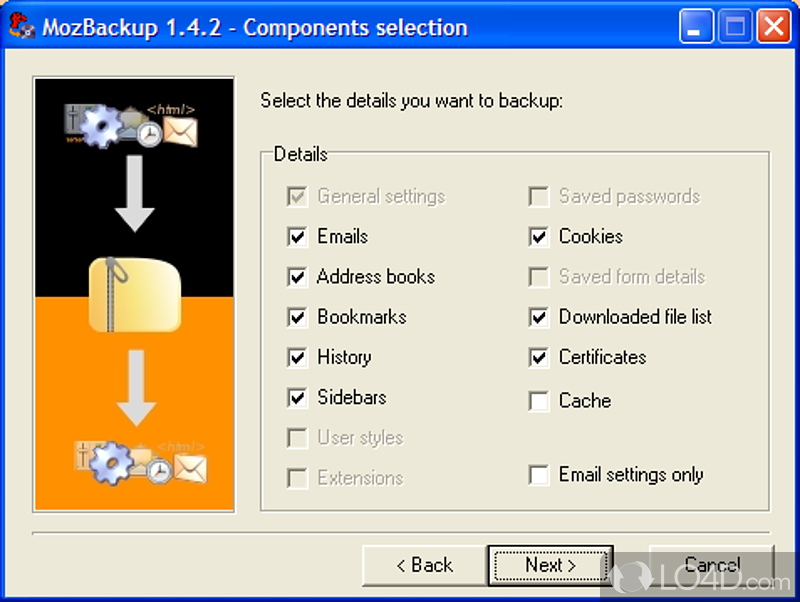 MozBackup: User interface - Screenshot of MozBackup