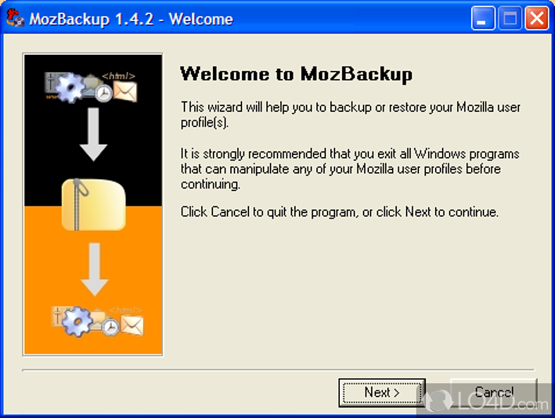 Backup the setings for Thunderbird and Firefox - Screenshot of MozBackup